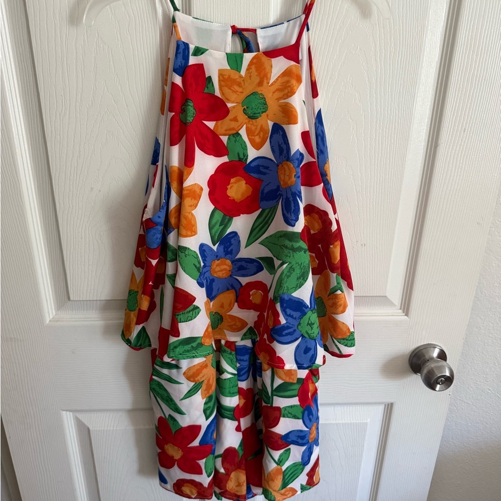 Gilli Red and Orange Halter Romper